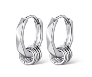 Small silver hoop earrings for men women streetwear unisex style thumbnail 1