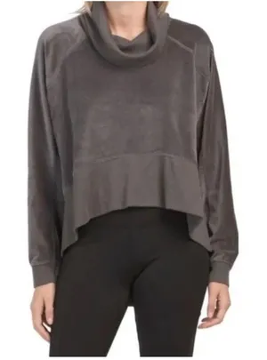 Free People Movement Last Chance Oversize Velour Charcoal Pullover Size M thumbnail 1