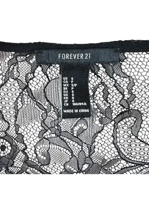 Forever 21 Black Lace Rose Embroidered Bell Sleeve Crop Top S Dark Fairy Goth thumbnail 5