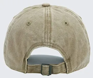 Unisex Vintage Washed Distressed Baseball-Cap Twill Adjustable | Khaki | Size OS thumbnail 5