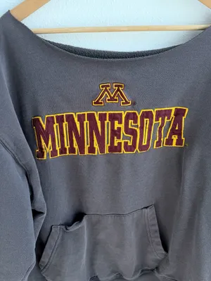Minnesota university gray off-the-shoulder sweatshirt thumbnail 7