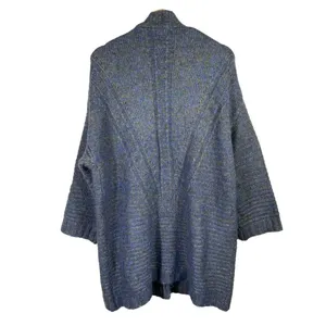 World Market Women Open Cardigan Sweater One Size Blue Gray Wool Blend Lagenlook thumbnail 2