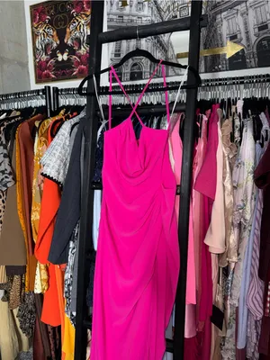 Amanda Uprichard Jasalina Hot Pink Satin Maxi Dress Womens Small EUC thumbnail 6