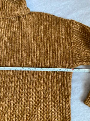 Old Navy Ribbed Turtleneck Sweater in Camel Brown Tunic Length Wool Blend thumbnail 6