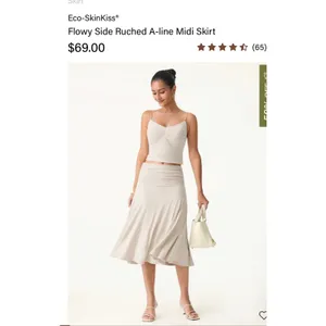 Brand New OGL Women's Size Medium Fog Flowy Side Ruched A Line Midi Skirt thumbnail 3