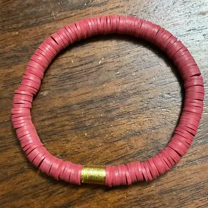 Maroon heishi bracelet 6 1/2” stretch bracelet handcrafted thumbnail 1