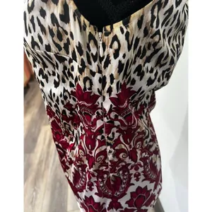 White House Black Market Sleeveless Halter Top Animal‎ Print Burgundy Damask S thumbnail 7