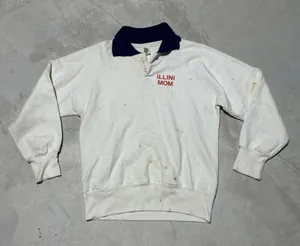 Vintage Illinois Illini Mom Women's Sweatshirt Polo 1980's SZ Medium Distressed thumbnail 1