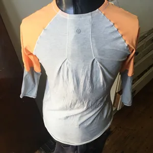 Lululemon Spincity orange and gray color block athletic shirt thumbnail 2