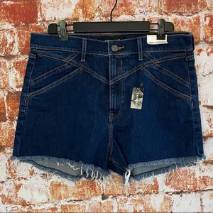 Express Shortie Vintage Super High Rise Western Denim Jean Shorts 12 Cutoff thumbnail 2