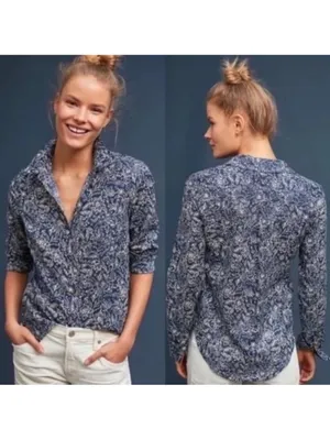 Anthropologie Maeve Petrin Floral Button Down Shirt thumbnail 2