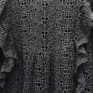 Anthropologie Clementine Eyelet Lace Blouse Black Ruffle Puff Sleeve Size 6 thumbnail 9