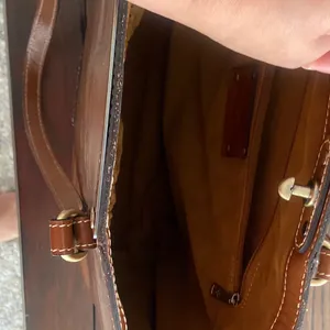 Patricia Nash Benvenuto Italy Map Brown Leather Antique Brass Xlarge Tote Bag thumbnail 6