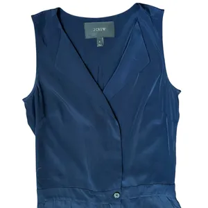 J.Crew Navy Blue Trench Jumpsuit One Piece Pants Crop Silky Sz 2 Pockets Career thumbnail 7