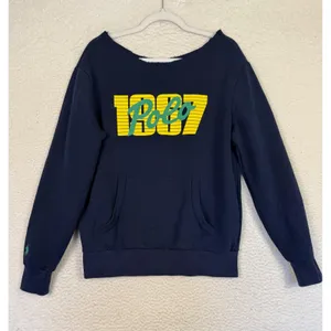 Polo Ralph Lauren Sweatshirt Womens M Blue Pullover Logo 1987 80s Punk Preppy thumbnail 1