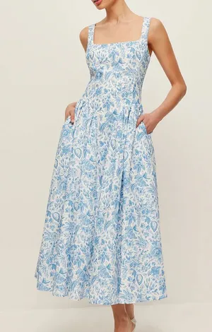 Commense Square-Neck Printed Dress With Pockets size xs thumbnail 1