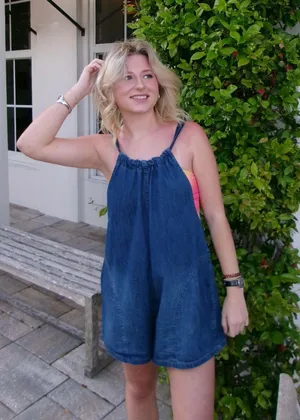 Free People Denim Romper thumbnail 1