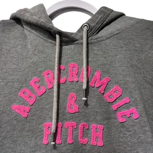 Abercrombie & Fitch Women Hoodie Boho Y2K Casual Gray Pink Logo Size M thumbnail 3