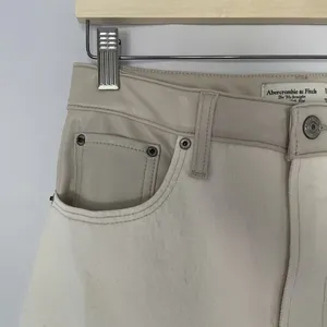 Abercrombie & Fitch white tan‎ leather topped straight leg jeans size 29 cotton thumbnail 3
