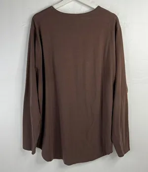 Nuuds Sz XXL Tee T-Shirt Crewneck Long Sleeve Loose Fit Curved Hem Stretch Brown thumbnail 7