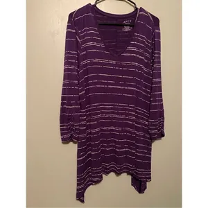 APT 9 Purple Long Sleeve V Neck Tunic Top Size XL thumbnail 2