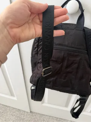 Calvin Klein Black Minimalist Nylon Mini Backpack Purse thumbnail 4