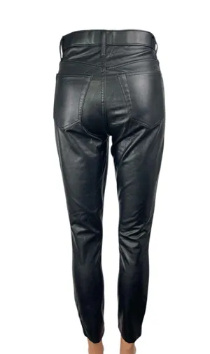 Abercrombie & Fitch Black Faux Vegan Leather High Rise Skinny Trousers Pants 25 thumbnail 2