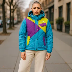 Rare vintage The North Face Jitterbug down jacket in bold blue, pink and yellow thumbnail 15