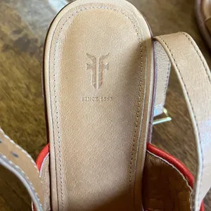 Frye Sandals Size 8 Tan Open Toe Braided Leather Amy Ankle Strap Block Heel thumbnail 5