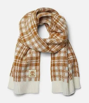 Timberland‎ Buffalo Plaid Knit Scarf in Wheat/Cream Chunky Women’s Unisex OS NWT thumbnail 1