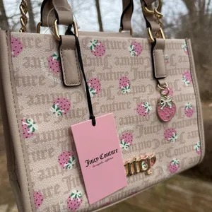 NWT Juicy Couture Strawberry Print Tote Crossbody Bag Y2K Coquette Pink Charm thumbnail 2
