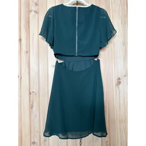 NWT Lulus Blissful Love Dark Green Cutout Mini Skater Dress Party Night Out Sz M thumbnail 6
