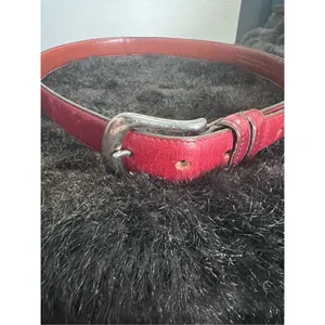 Vintage Coach Red Belt 32 Real Glove Tanned Cowhide Leather Solid Brass thumbnail 2