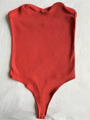 Abercrombie Soft A&F Ribbed Bodysuit Rust Copper M coral thumbnail 1