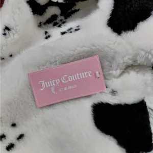 Juicy Couture Women’s Spotted Faux Fur Jacket White Black Cow Print Large Coat thumbnail 12