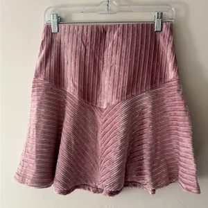 Free People Adorable Pink Camden Velvet Ribbed Mini Skirt‎ Elastic Waist thumbnail 2