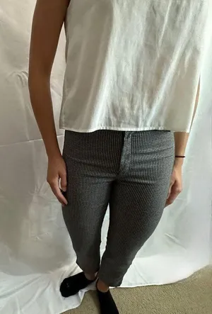 Brandy Melville Vintage Woven Gingham Tilden Pants - Grey thumbnail 5
