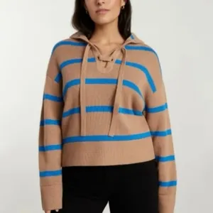 NWT Everlane Lace Up Wool Cotton Striped Sweater thumbnail 7