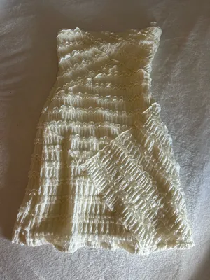 Altar’d State Ivory Strapless Ruffle Dress thumbnail 1