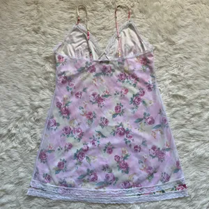 Pucker Up Slip Nightgown Sleepwear Vintage Floral Lace Pink L thumbnail 4