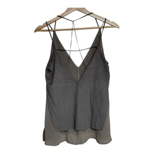 Zara Womens VNeck Sleeveless Layered Tank Top tan Small faux suede S Casual Chic thumbnail 3