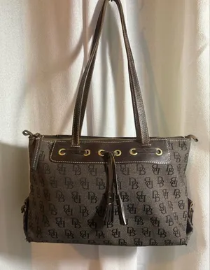 Vintage Dooney & Bourke Signature DB Purse Large Tassel Tote Y2K Brown GUC!‎ thumbnail 1