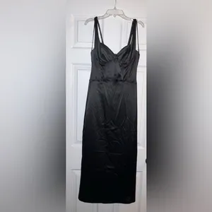 Zara Corsetry-Inspired Midi Dress in Black Size XS New with tag thumbnail 10