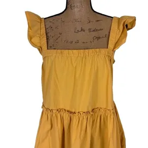 Madewell Flutter Sleeve Square Neck Mini Dress Marigold Yellow Summer Size Large thumbnail 2