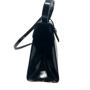 Furla Vintage‎ Shoulder Bag Purse PVC Vinyl Silver Buckle Black thumbnail 4