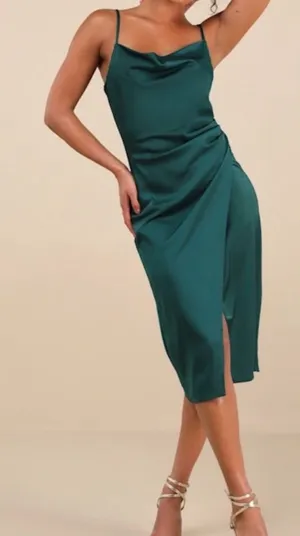 Emerald Green Lulus Dress Midi thumbnail 1