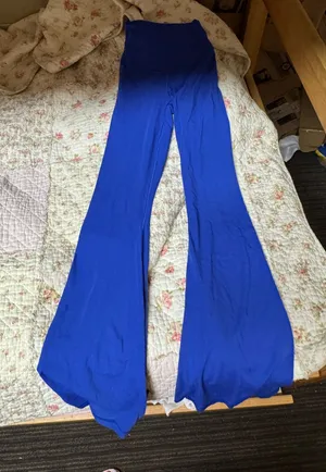 aerie electric blue crossover flare leggings thumbnail 1