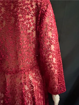Embroidered Red Lace Fit-and-Flare Women's Dress MD thumbnail 14