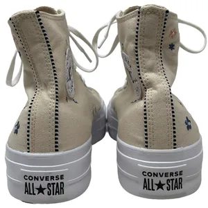 Converse Chuck Taylor Platform Beige Tan Embroidered Floral Flower Womens 11 thumbnail 5