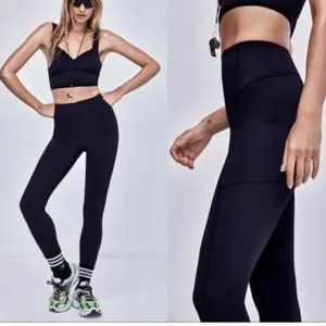 For Love & Lemons‎ Black Peyton Ribbed Leggings 24” Size M thumbnail 2